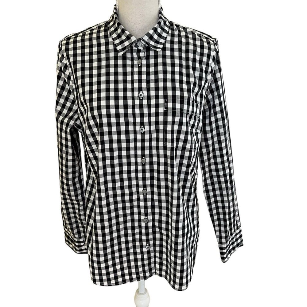 J. Crew Black and White Gingham Button-Down Shirt - Picture 2 of 8